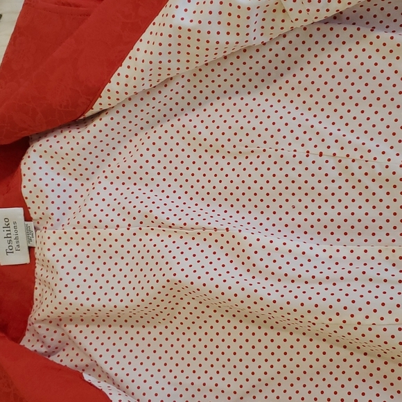 TOSHIKO DRESS, red sundress w/ bolero jacket, size 8, jacquard print, excellent - Picture 10 of 14